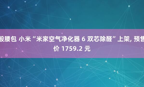 股腰包 小米“米家空气净化器 6 双芯除醛”上架, 预售价 1759.2 元