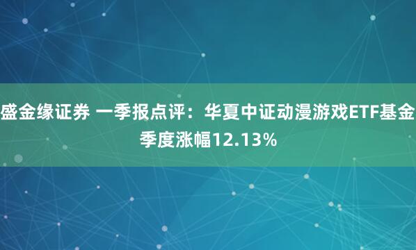 盛金缘证券 一季报点评：华夏中证动漫游戏ETF基金季度涨幅12.13%